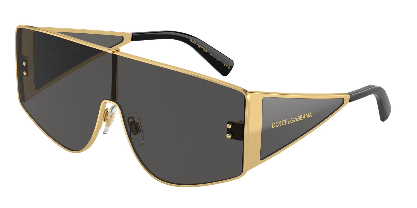 DOLCE & GABBANA DG2305 Rectangle Sunglasses 02/87-Gold 44-145-144 - Color Map Gold
