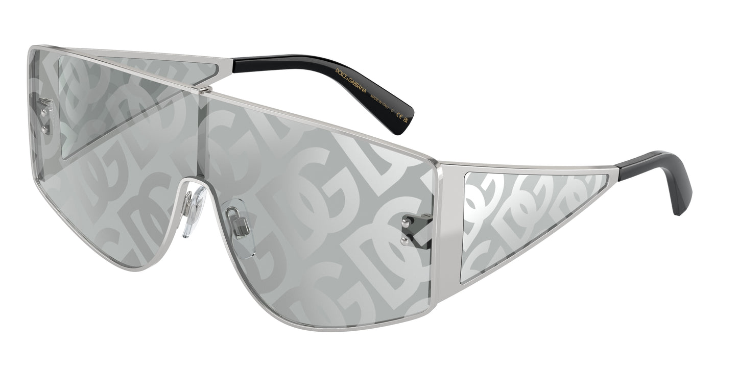 DOLCE & GABBANA DG2305 Rectangle Sunglasses 05/AL-Silver 44-145-144 - Color Map Silver