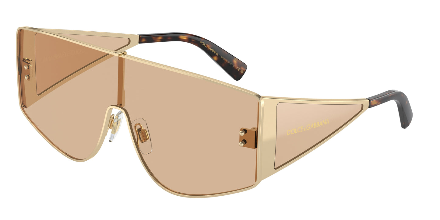DOLCE & GABBANA DG2305 Rectangle Sunglasses 13655A-Light Gold 44-145-144 - Color Map Gold