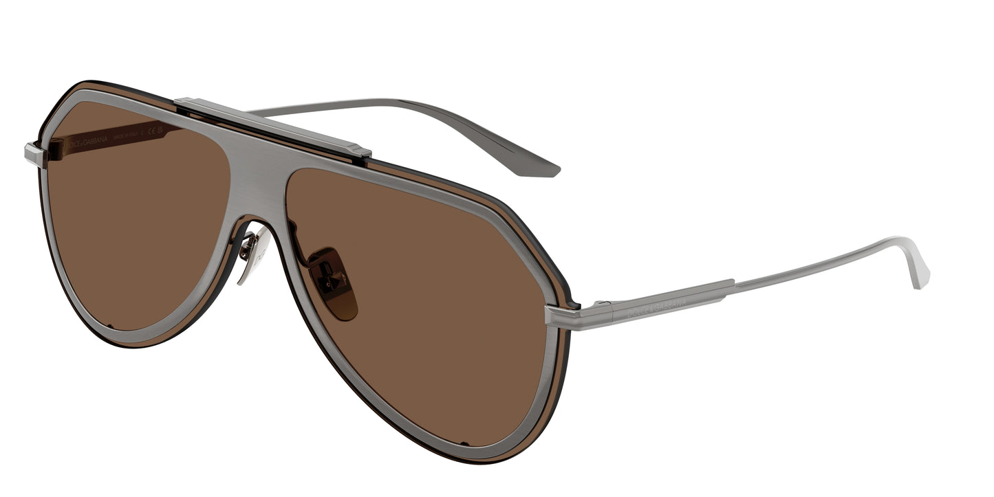 DOLCE & GABBANA DG2309 Pilot Sunglasses 135273-Brushed Bronze 0-145-143 - Color Map Brown