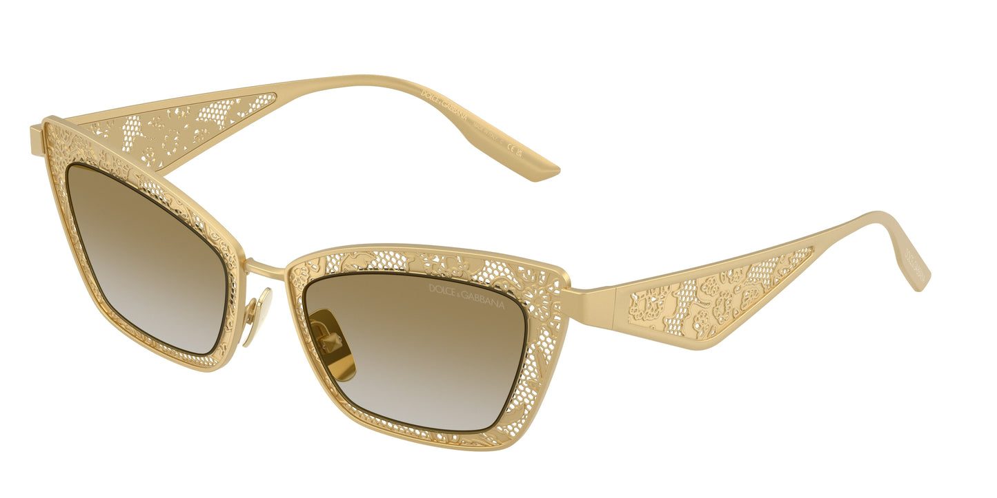 DOLCE & GABBANA DG2311 Cat Eye Sunglasses 12246E-Matte Gold 51-145-20 - Color Map Gold