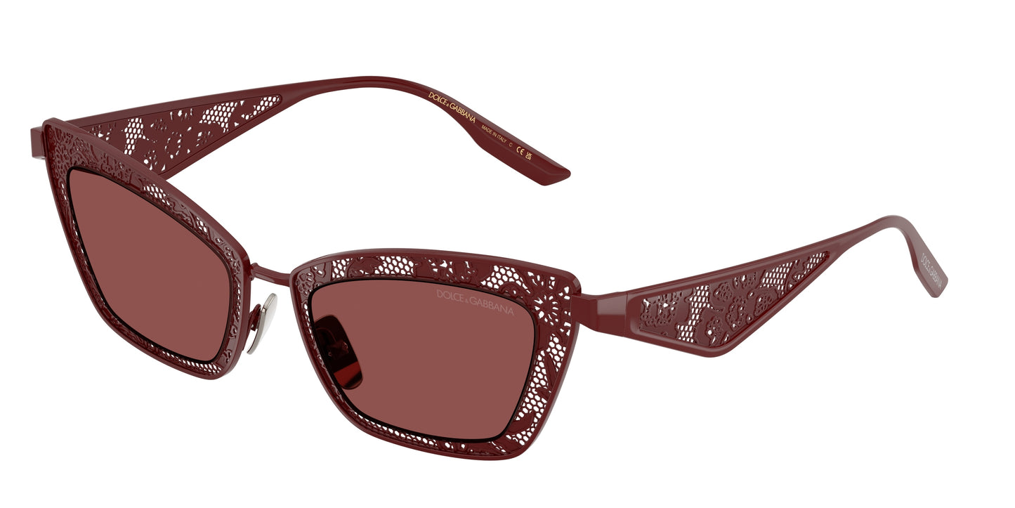 DOLCE & GABBANA DG2311 Cat Eye Sunglasses 131975-Bordeaux 51-145-20 - Color Map Red