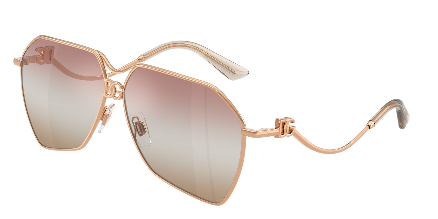 DOLCE & GABBANA DG2326 Pilot Sunglasses 1298EL-Rose Gold 62-145-10 - Color Map Gold