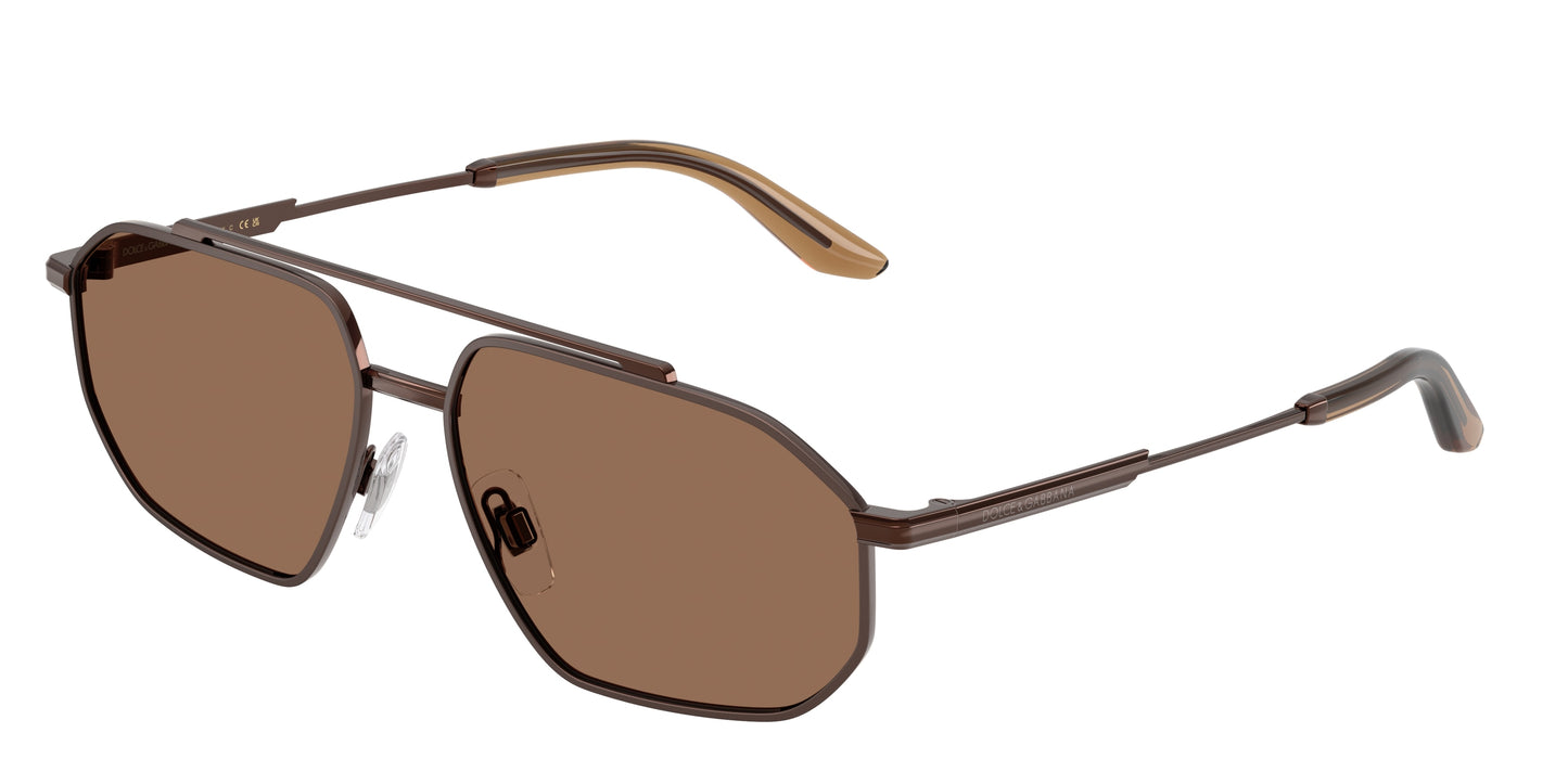 DOLCE & GABBANA DG2328 Pilot Sunglasses 133673-Brown/Matte Brown 59-145-15 - Color Map Brown