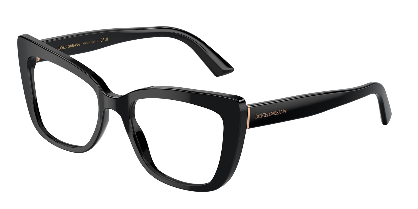 DOLCE & GABBANA DG3308 Cat Eye Eyeglasses 501-Black 53-145-18 - Color Map Black