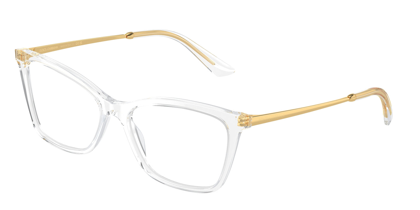 DOLCE & GABBANA DG3347 Rectangle Eyeglasses 3133-Crystal 54-145-16 - Color Map Transparent