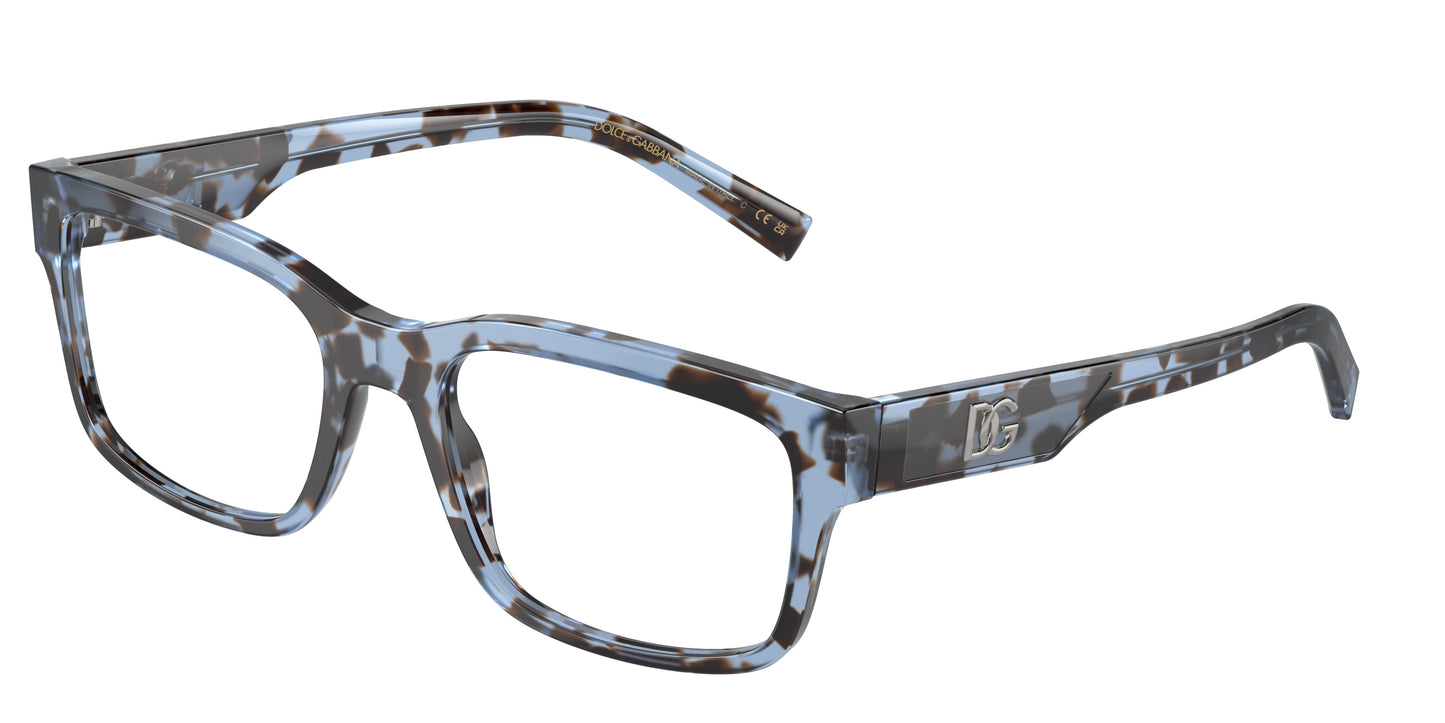 DOLCE & GABBANA DG3352 Rectangle Eyeglasses 3392-Havana Blue 57-150-20 - Color Map Blue