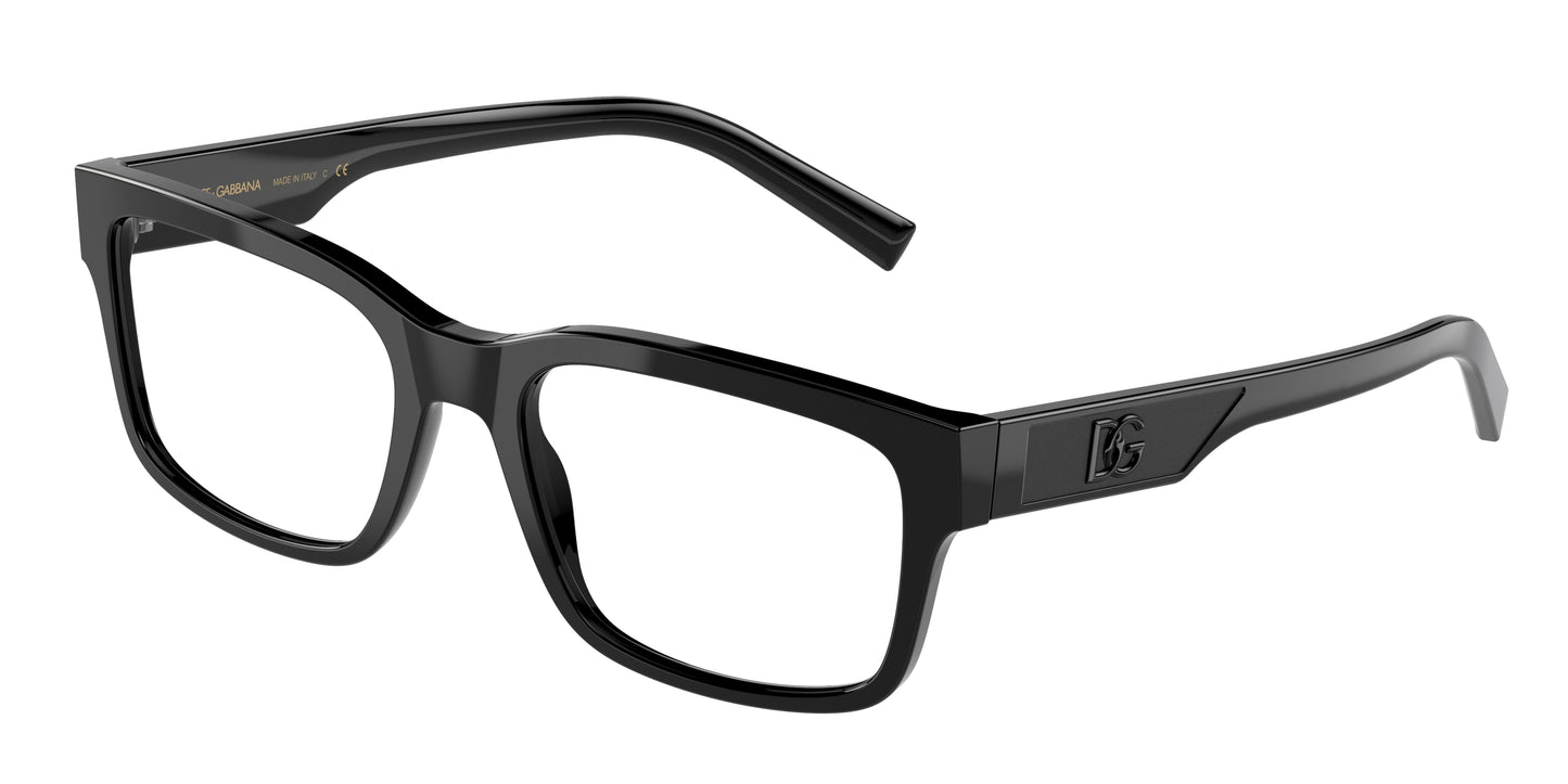 DOLCE & GABBANA DG3352 Rectangle Eyeglasses 501-Black 57-150-20 - Color Map Black