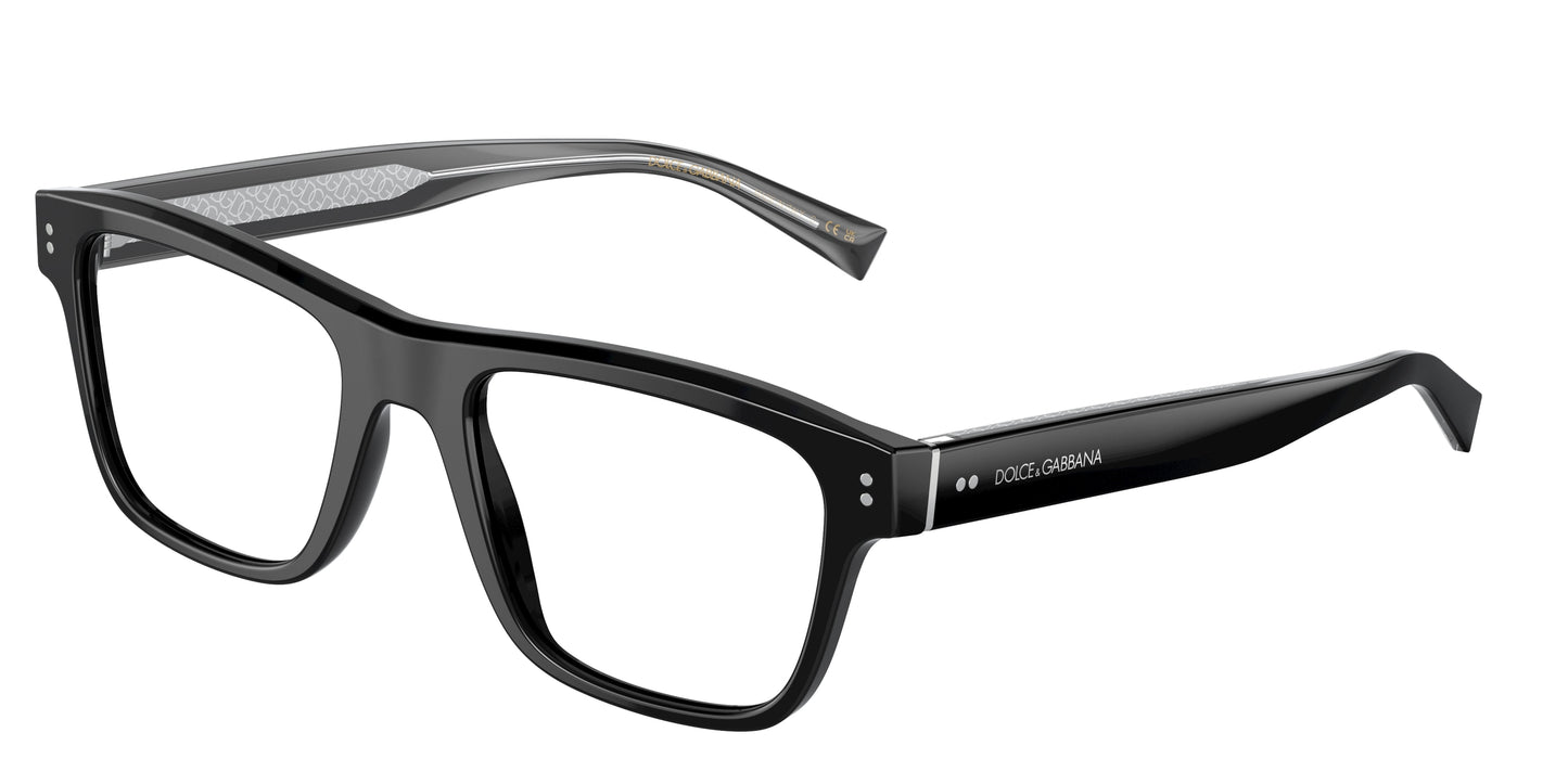 DOLCE & GABBANA DG3362 Square Eyeglasses 501-Black 53-145-20 - Color Map Black