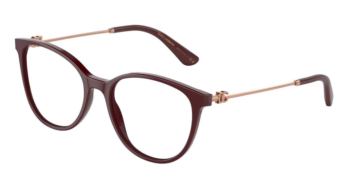DOLCE & GABBANA DG3363 Butterfly Eyeglasses 3091-Bordeaux 54-145-18 - Color Map Red
