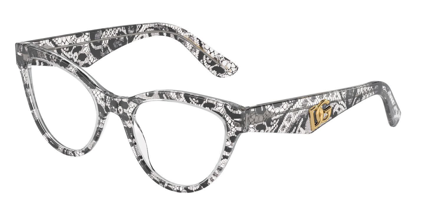 DOLCE & GABBANA DG3372 Butterfly Eyeglasses 3287-Black Lace 52-145-20 - Color Map Black
