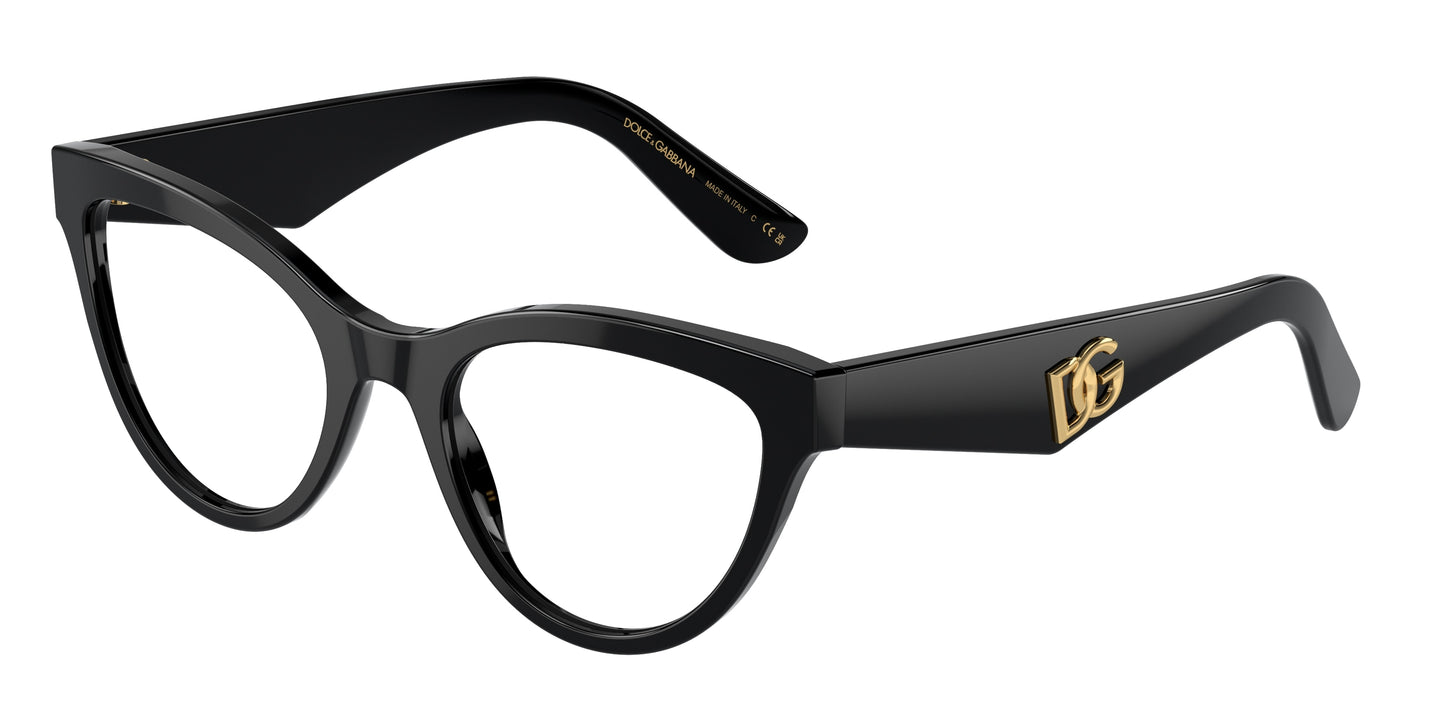 DOLCE & GABBANA DG3372 Butterfly Eyeglasses 501-Black 52-145-20 - Color Map Black