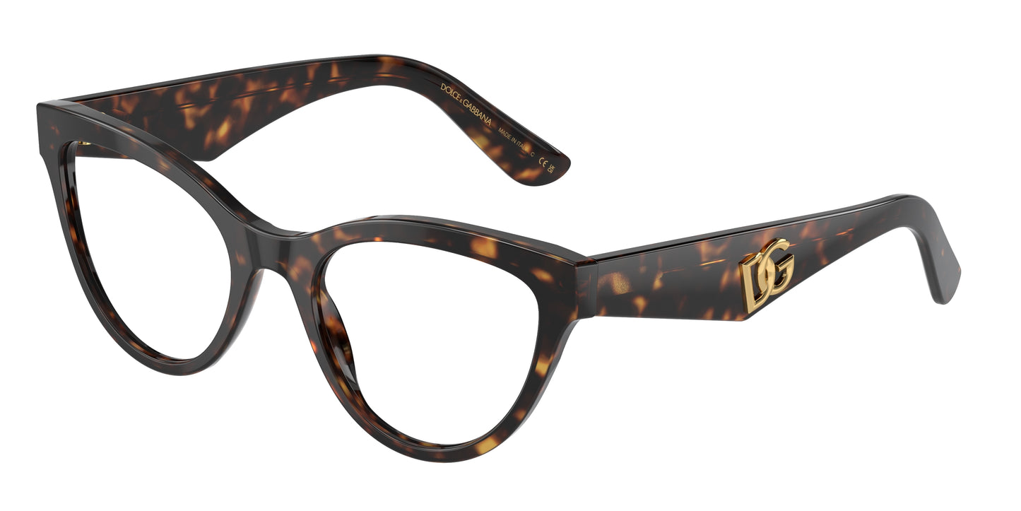 DOLCE & GABBANA DG3372 Butterfly Eyeglasses 502-Havana 52-145-20 - Color Map Tortoise