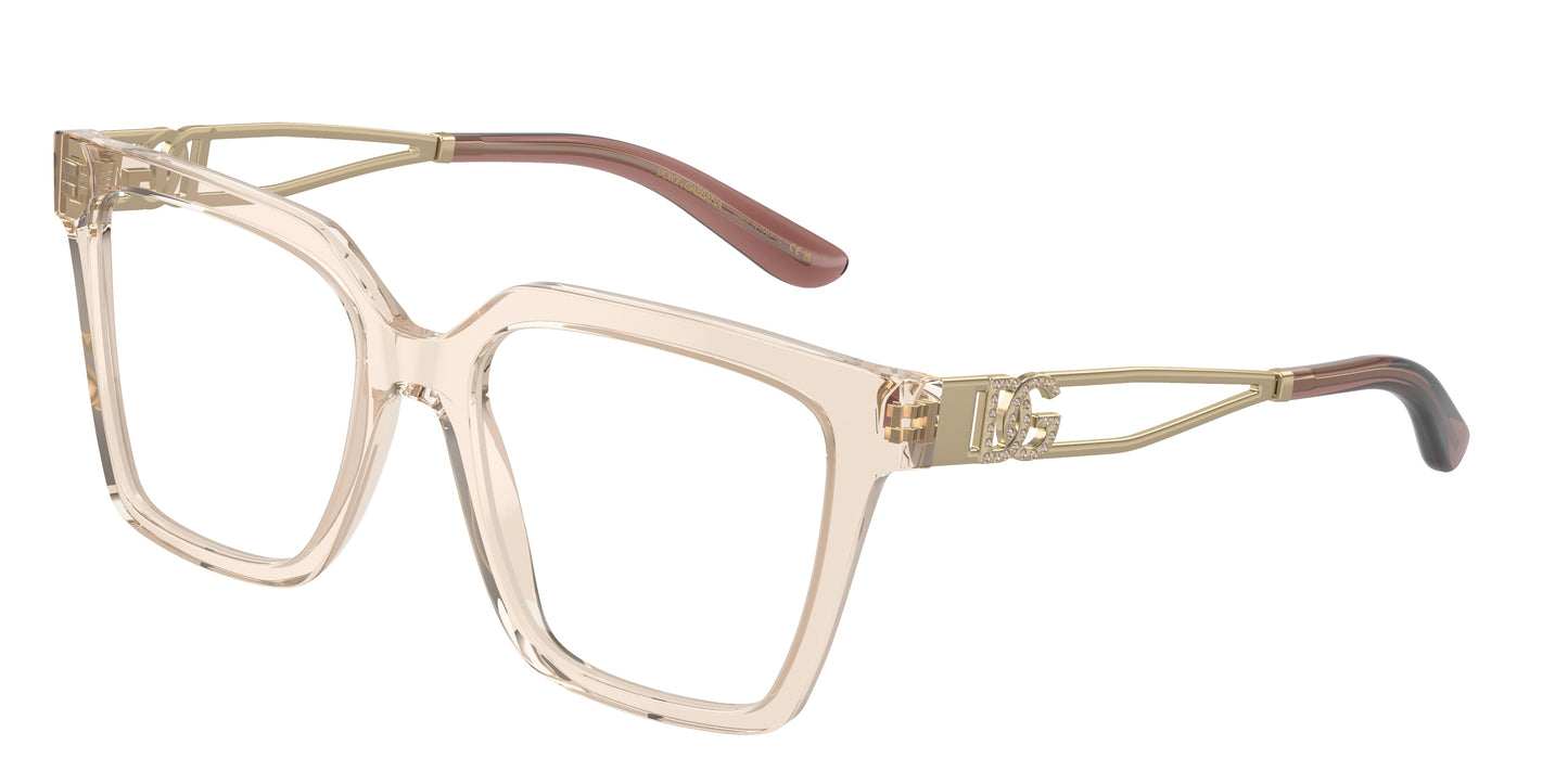 DOLCE & GABBANA DG3376B Square Eyeglasses 3432-Transparent Camel 53-140-18 - Color Map Brown