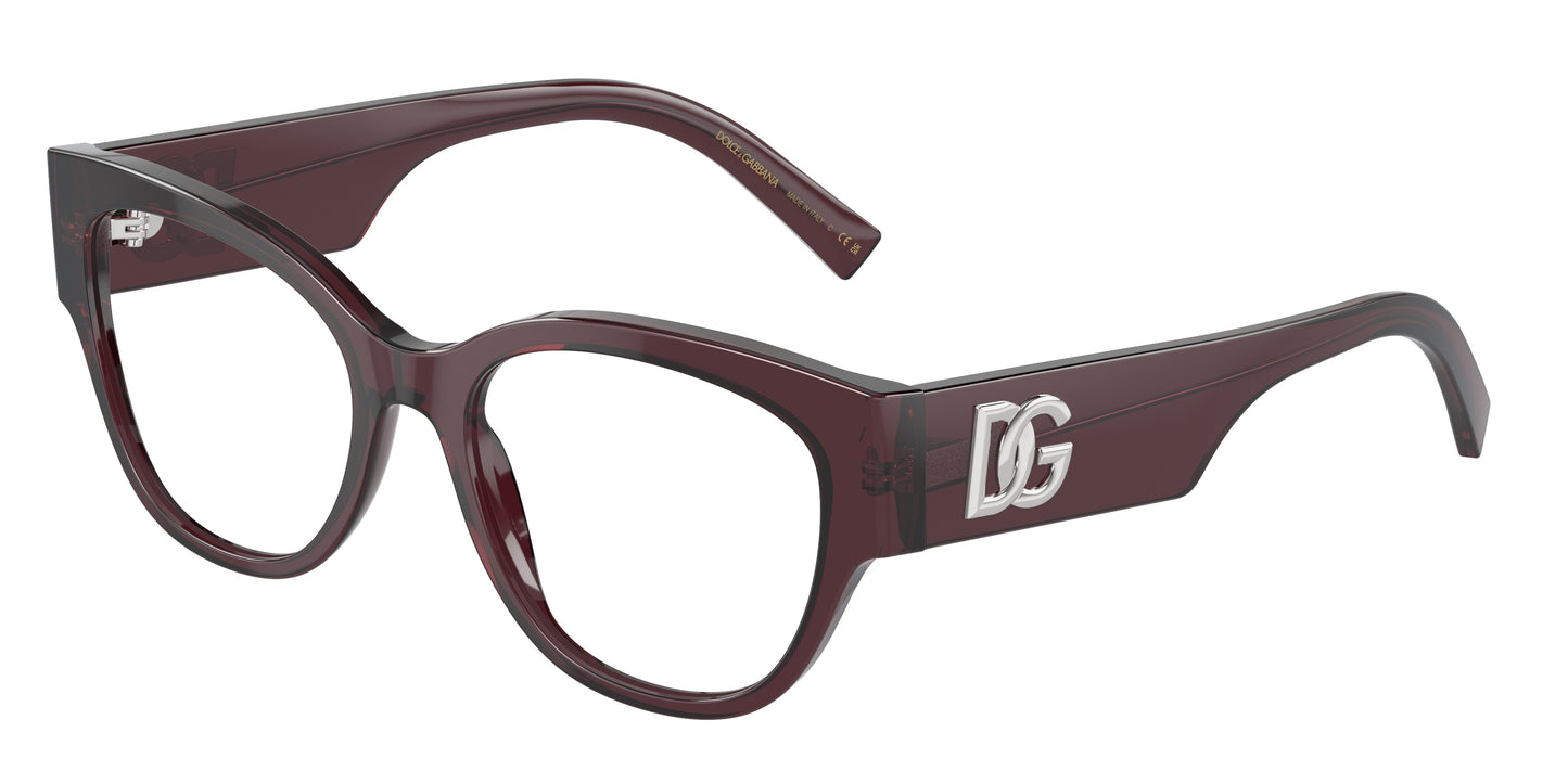 DOLCE & GABBANA DG3377 Butterfly Eyeglasses 3045-Transparent Violet 53-145-18 - Color Map Violet