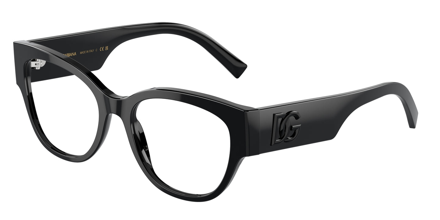 DOLCE & GABBANA DG3377 Butterfly Eyeglasses 501-Black 53-145-18 - Color Map Black