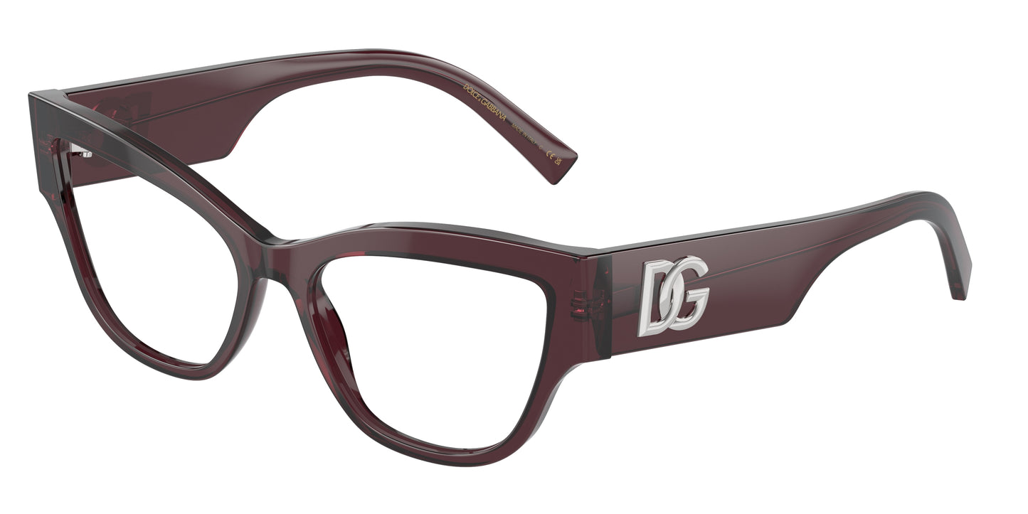 DOLCE & GABBANA DG3378 Cat Eye Eyeglasses 3045-Transparent Violet 55-145-17 - Color Map Violet