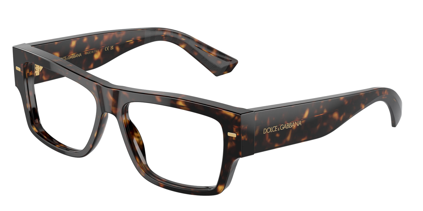 DOLCE & GABBANA DG3379 Rectangle Eyeglasses 502-Havana 57-145-15 - Color Map Tortoise