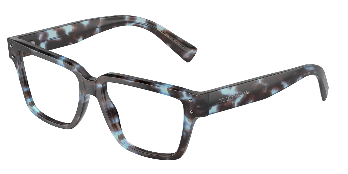 DOLCE & GABBANA DG3383 Square Eyeglasses 3392-Havana Blue 55-145-16 - Color Map Blue