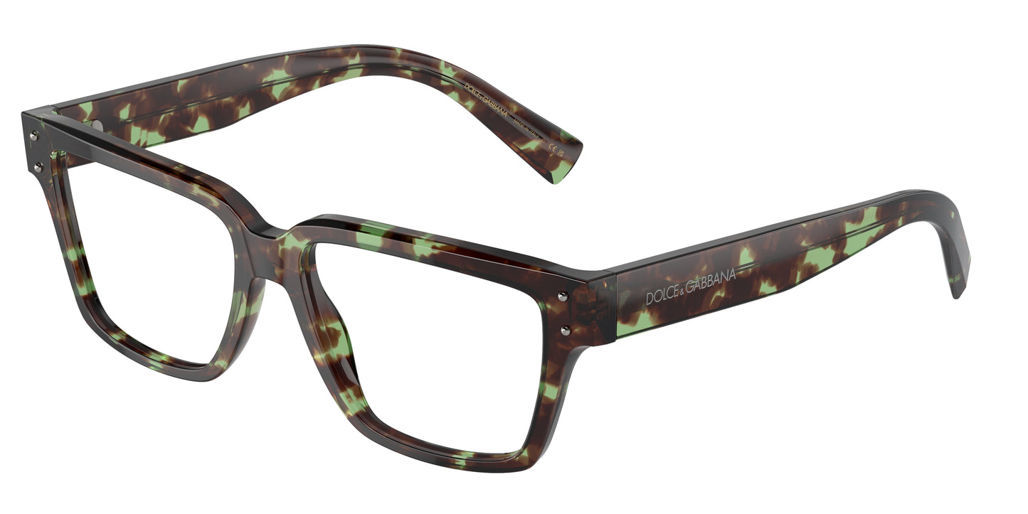 DOLCE & GABBANA DG3383 Square Eyeglasses 3432-Havana Green 55-145-16 - Color Map Brown