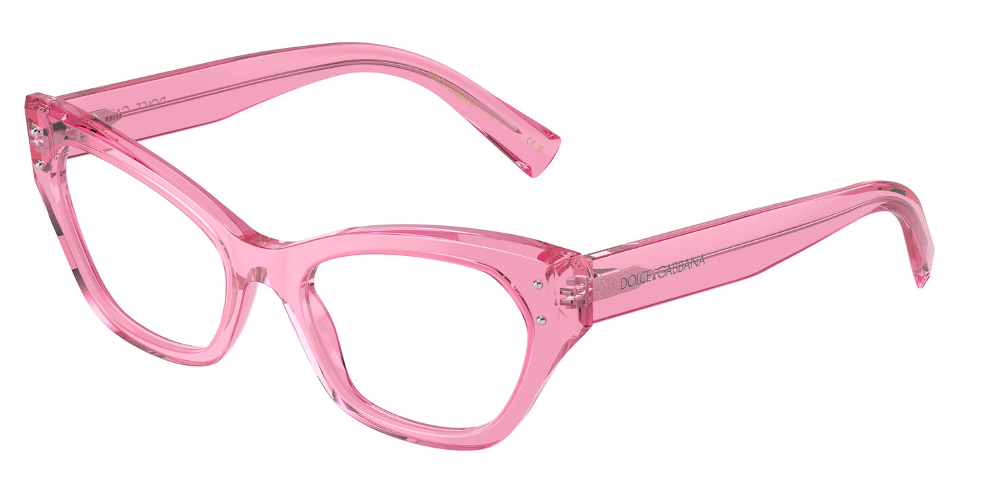 DOLCE & GABBANA DG3385 Cat Eye Eyeglasses 3148-Transparent Pink 54-145-19 - Color Map Pink
