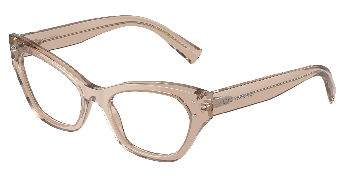 DOLCE & GABBANA DG3385 Cat Eye Eyeglasses 3432-Transparent Camel 54-145-19 - Color Map Brown