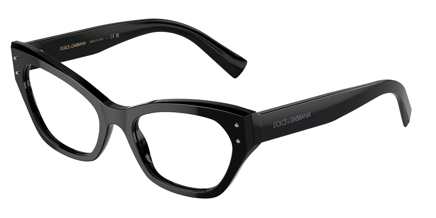 DOLCE & GABBANA DG3385 Cat Eye Eyeglasses 501-Black 54-145-19 - Color Map Black