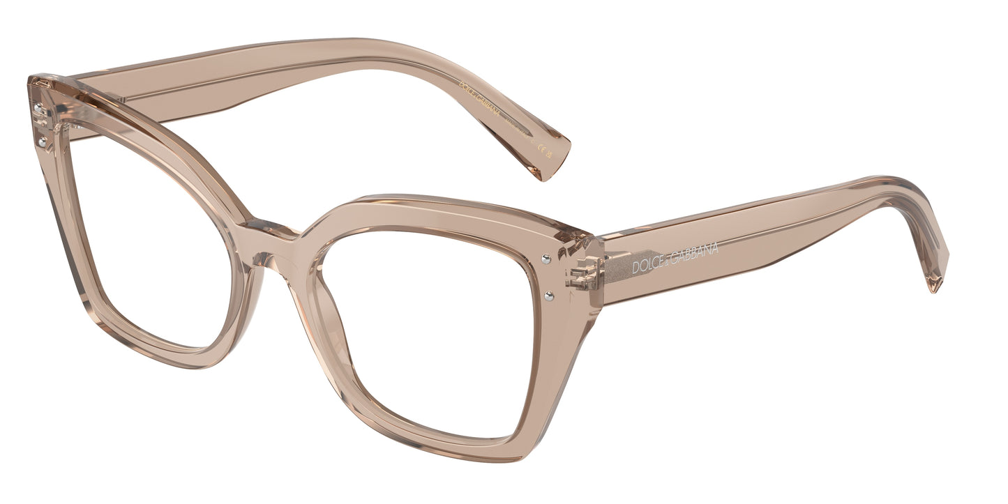 DOLCE & GABBANA DG3386 Butterfly Eyeglasses 3432-Transparent Camel 53-145-19 - Color Map Brown