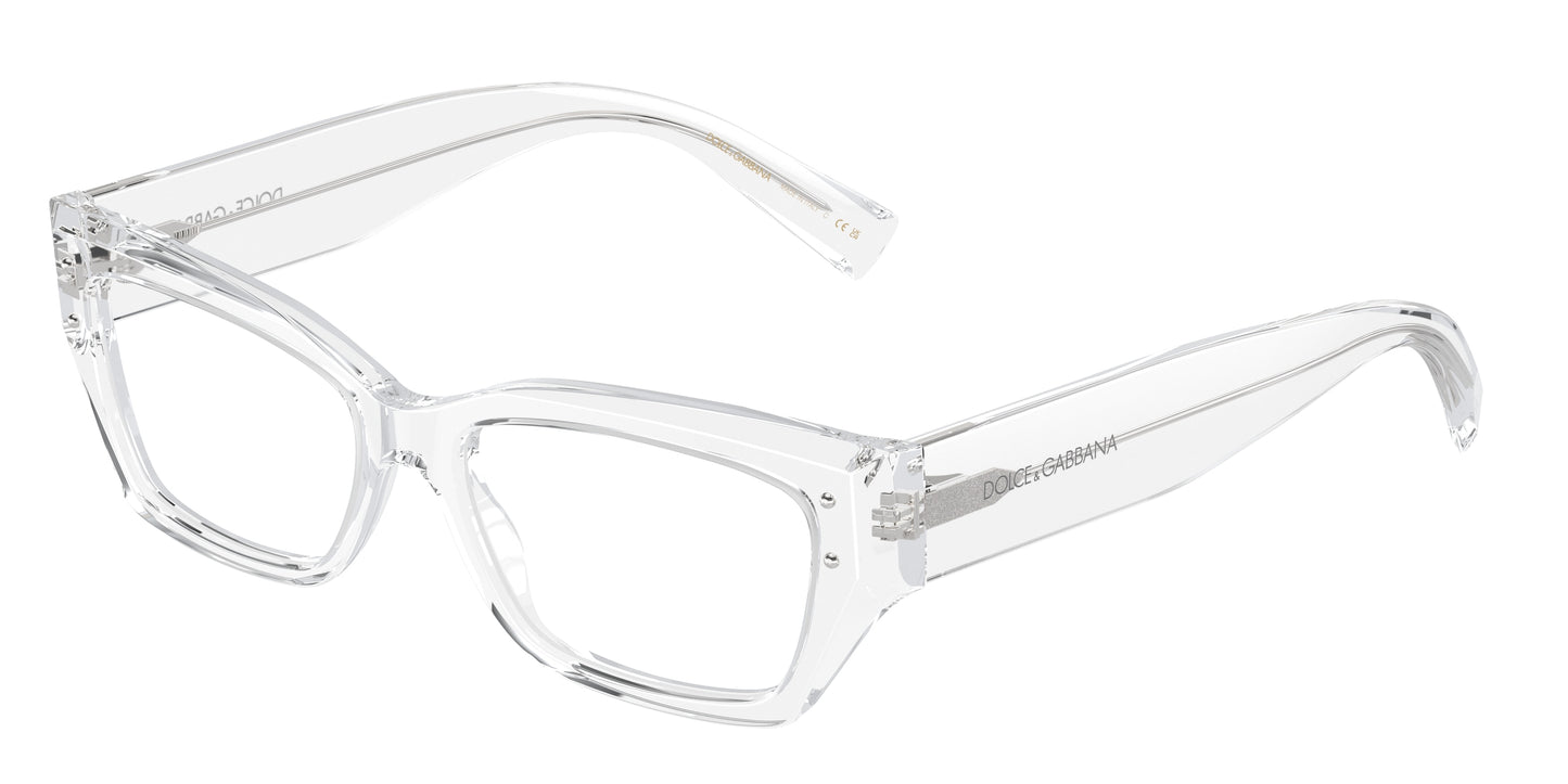DOLCE & GABBANA DG3387 Rectangle Eyeglasses 3133-Transparent Crystal 53-145-16 - Color Map Transparent