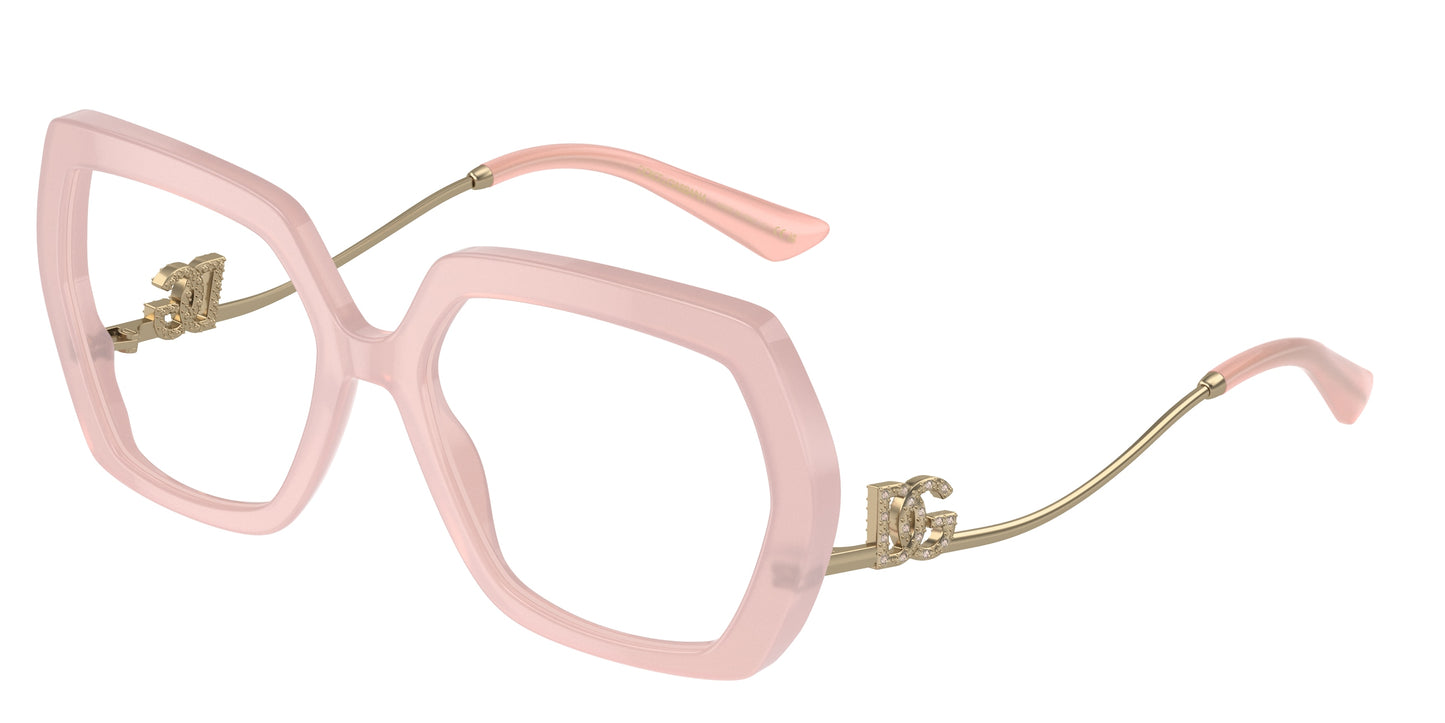 DOLCE & GABBANA DG3390B Irregular Eyeglasses 3436-Opal Rose 56-145-18 - Color Map Pink