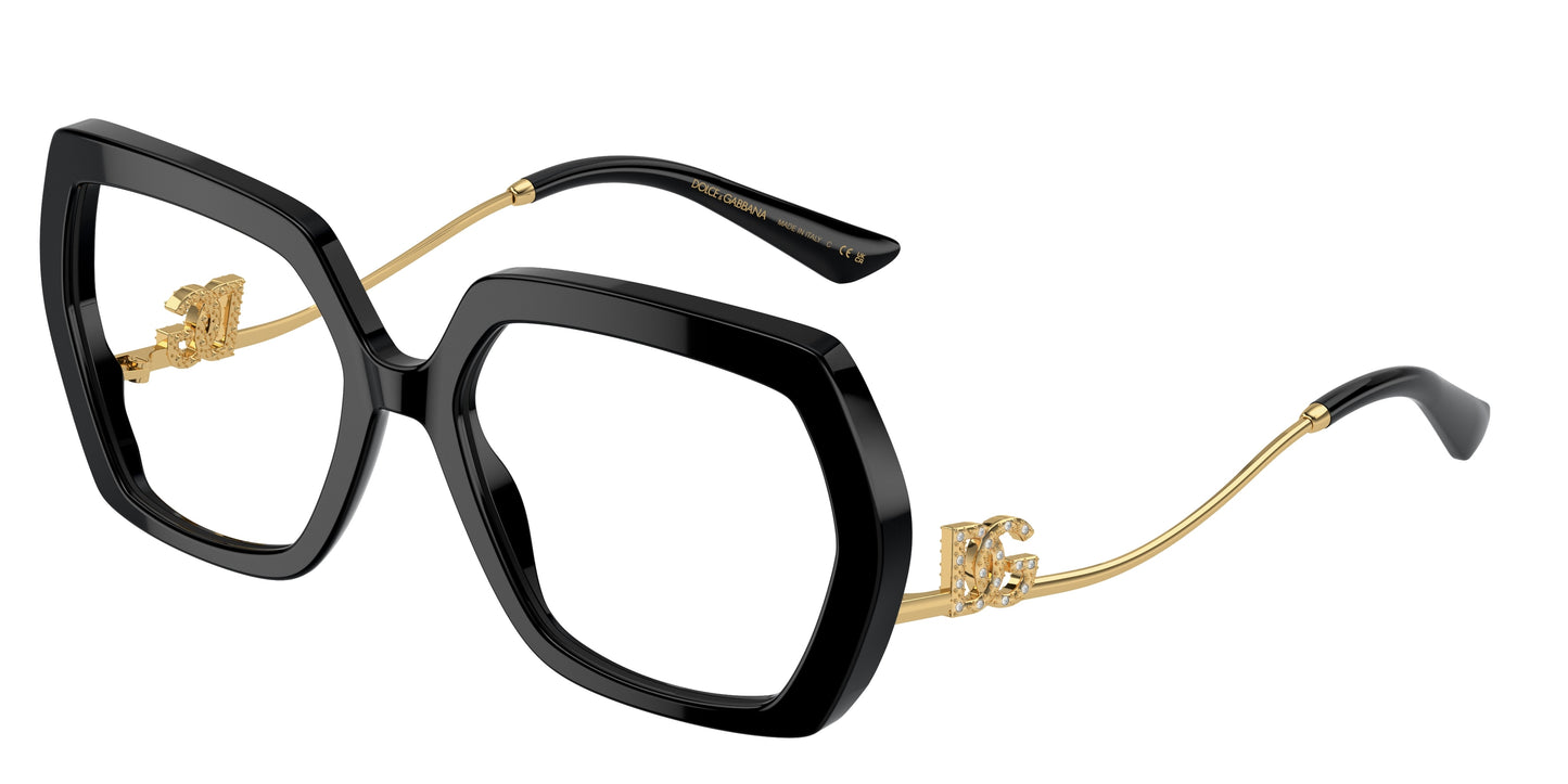 DOLCE & GABBANA DG3390B Irregular Eyeglasses 501-Black 56-145-18 - Color Map Black