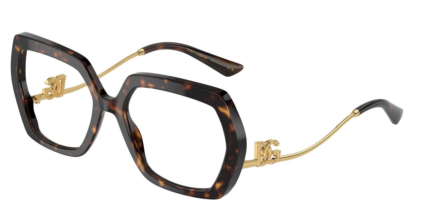 DOLCE & GABBANA DG3390B Irregular Eyeglasses 502-Havana 56-145-18 - Color Map Tortoise