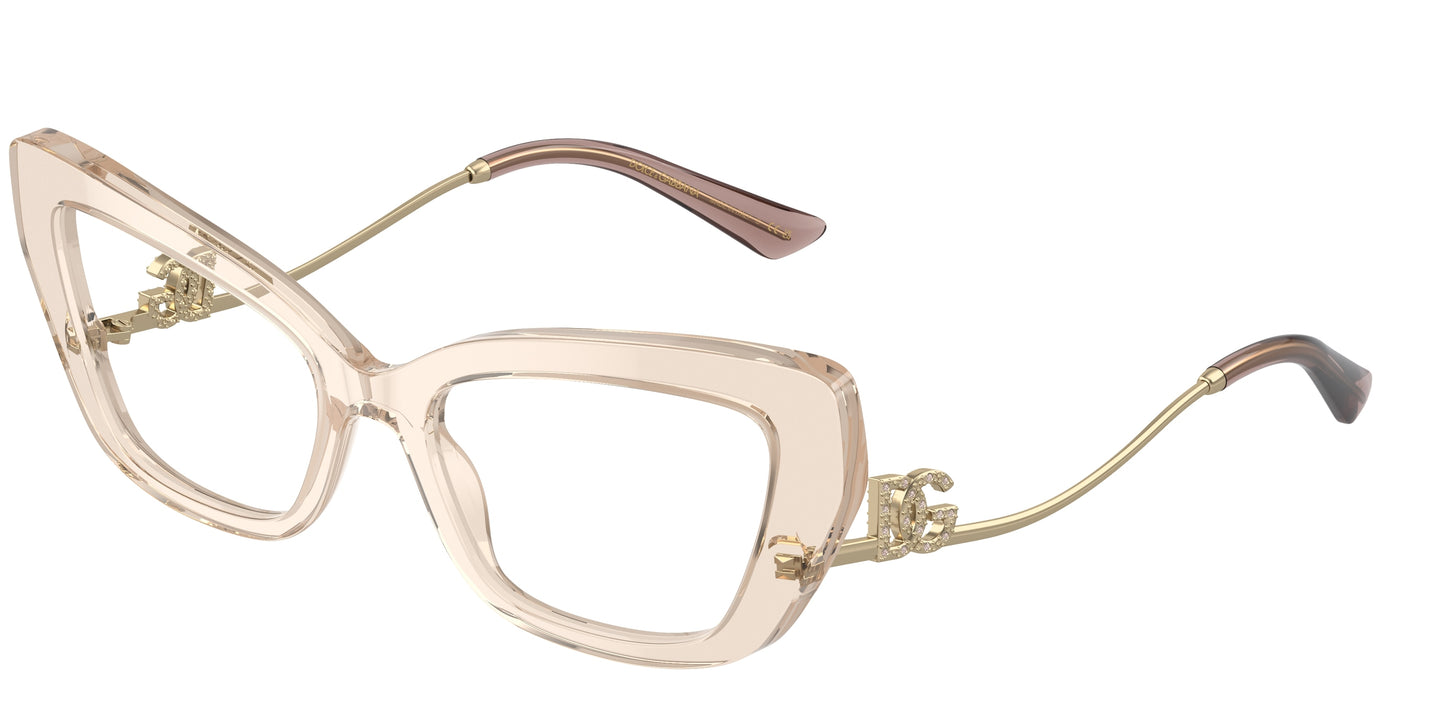 DOLCE & GABBANA DG3391B Cat Eye Eyeglasses 3432-Transparent Camel 56-145-19 - Color Map Brown
