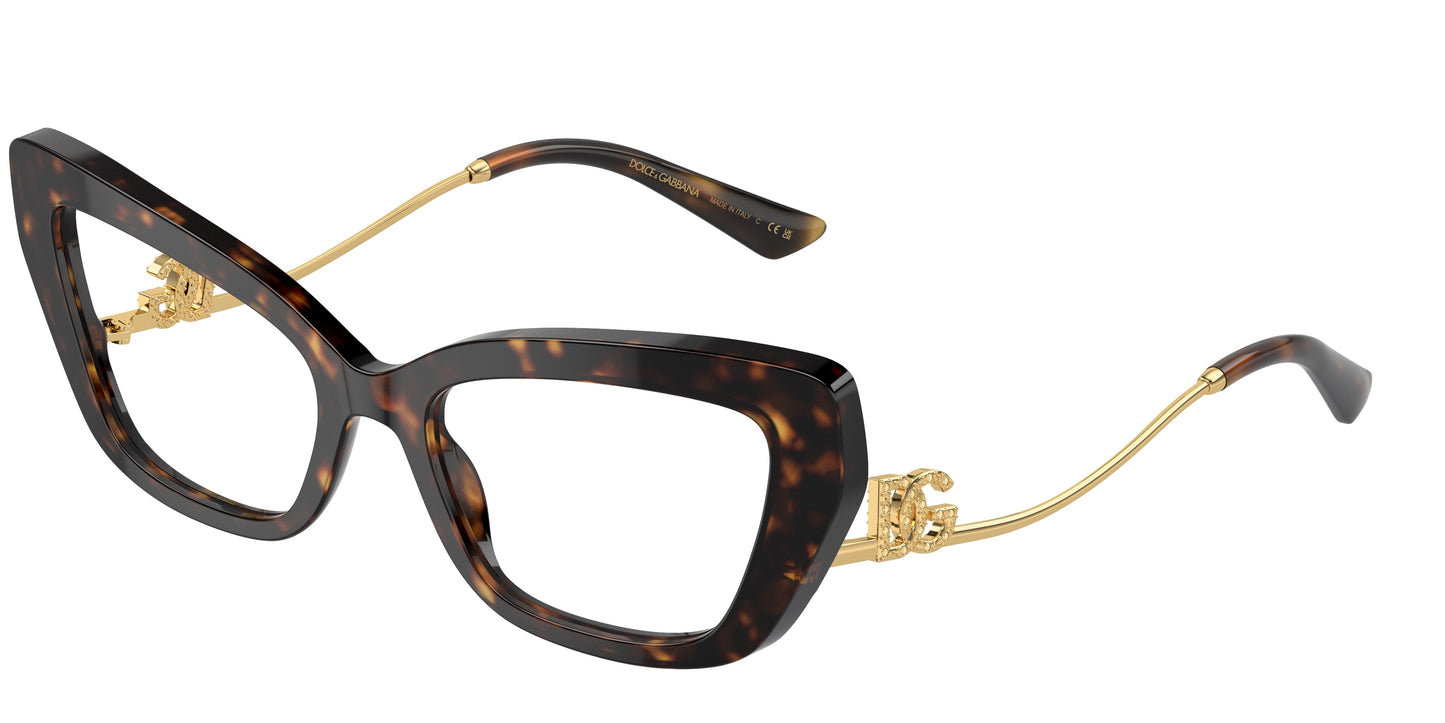 DOLCE & GABBANA DG3391B Cat Eye Eyeglasses 502-Havana 56-145-19 - Color Map Tortoise