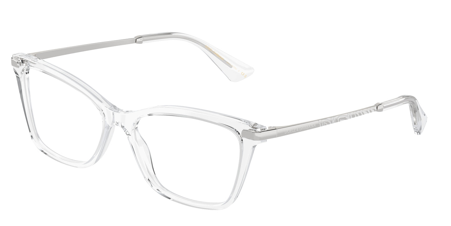 DOLCE & GABBANA DG3393 Rectangle Eyeglasses 3133-Crystal 56-145-16 - Color Map Transparent