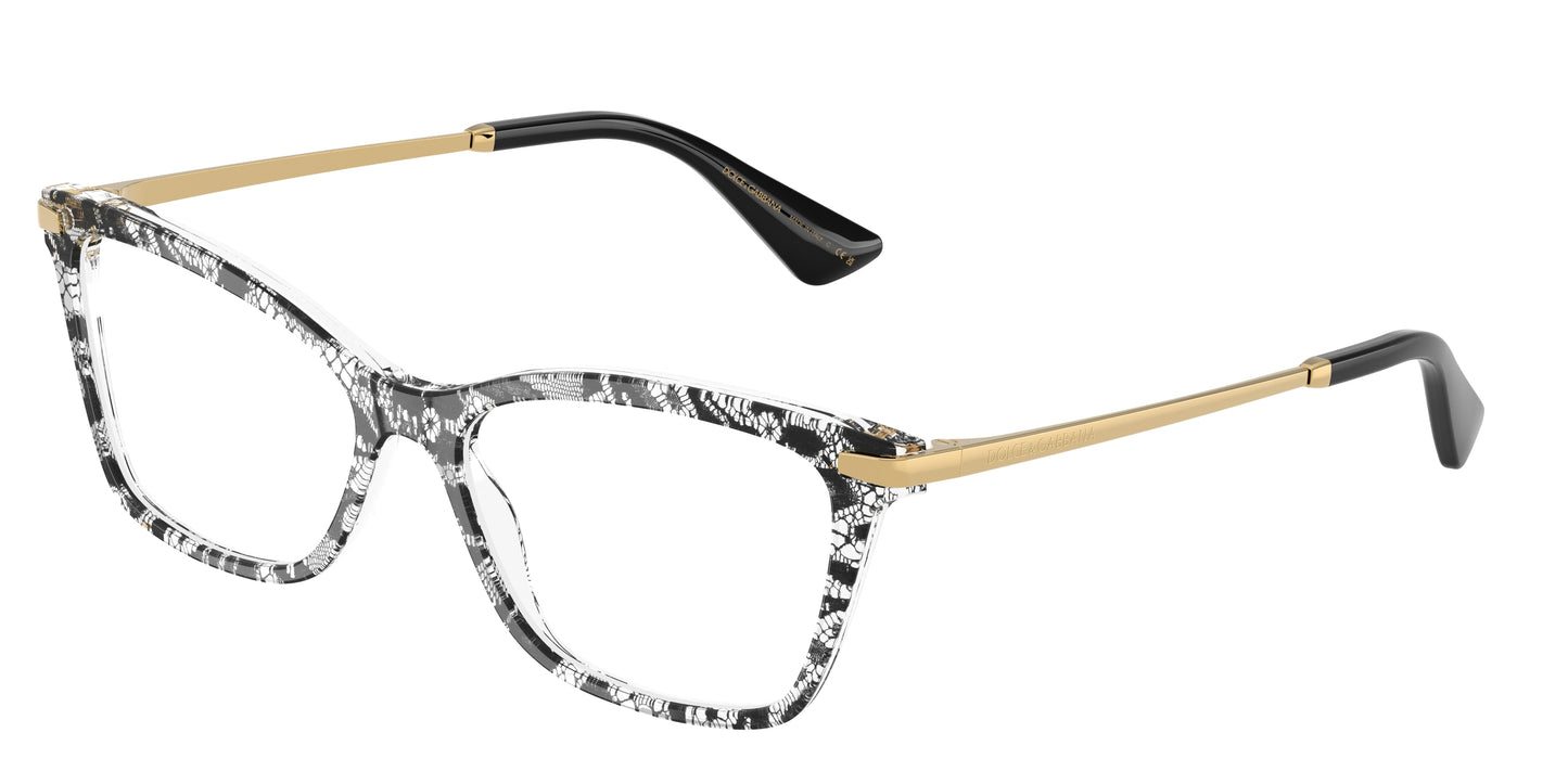DOLCE & GABBANA DG3393 Rectangle Eyeglasses 3287-Black Lace 56-145-16 - Color Map Black