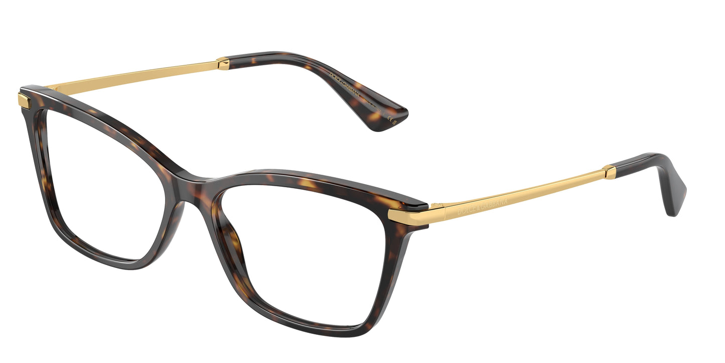 DOLCE & GABBANA DG3393 Rectangle Eyeglasses 502-Havana 56-145-16 - Color Map Tortoise