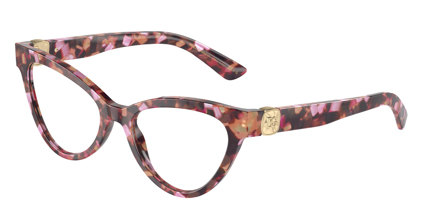DOLCE & GABBANA DG3394 Cat Eye Eyeglasses 3440-Havana Pink Pearl 52-145-18 - Color Map Pink