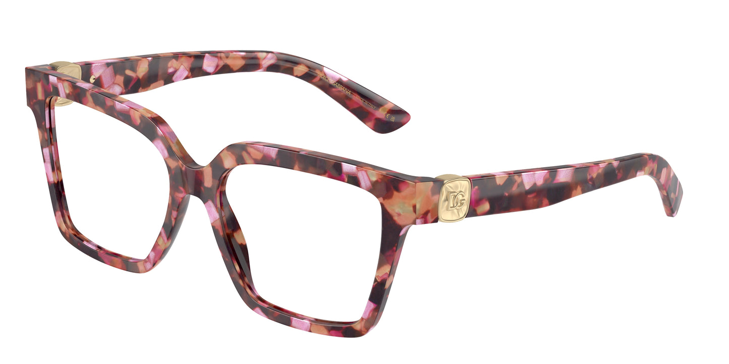 DOLCE & GABBANA DG3395 Square Eyeglasses 3440-Havana Pink Pearl 53-145-16 - Color Map Pink