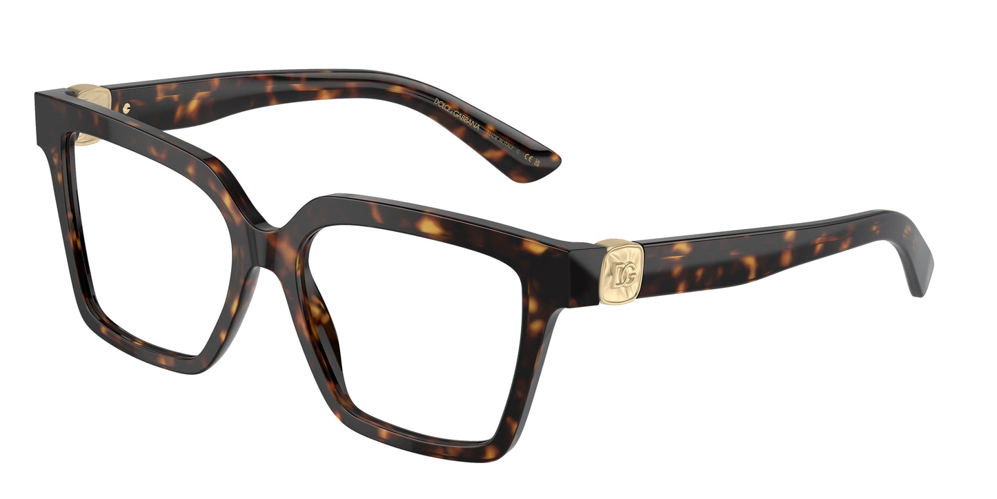 DOLCE & GABBANA DG3395 Square Eyeglasses 502-Havana 53-145-16 - Color Map Tortoise
