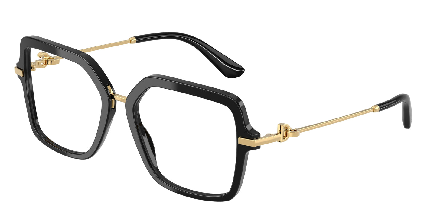 DOLCE & GABBANA DG3396 Square Eyeglasses 501-Black 55-140-18 - Color Map Black