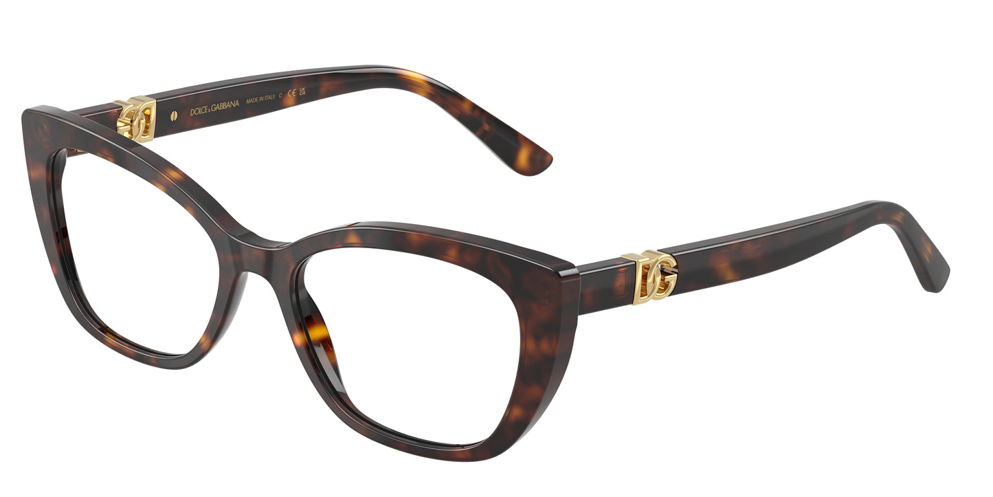 DOLCE & GABBANA DG3398 Cat Eye Eyeglasses 502-Havana 54-145-18 - Color Map Tortoise