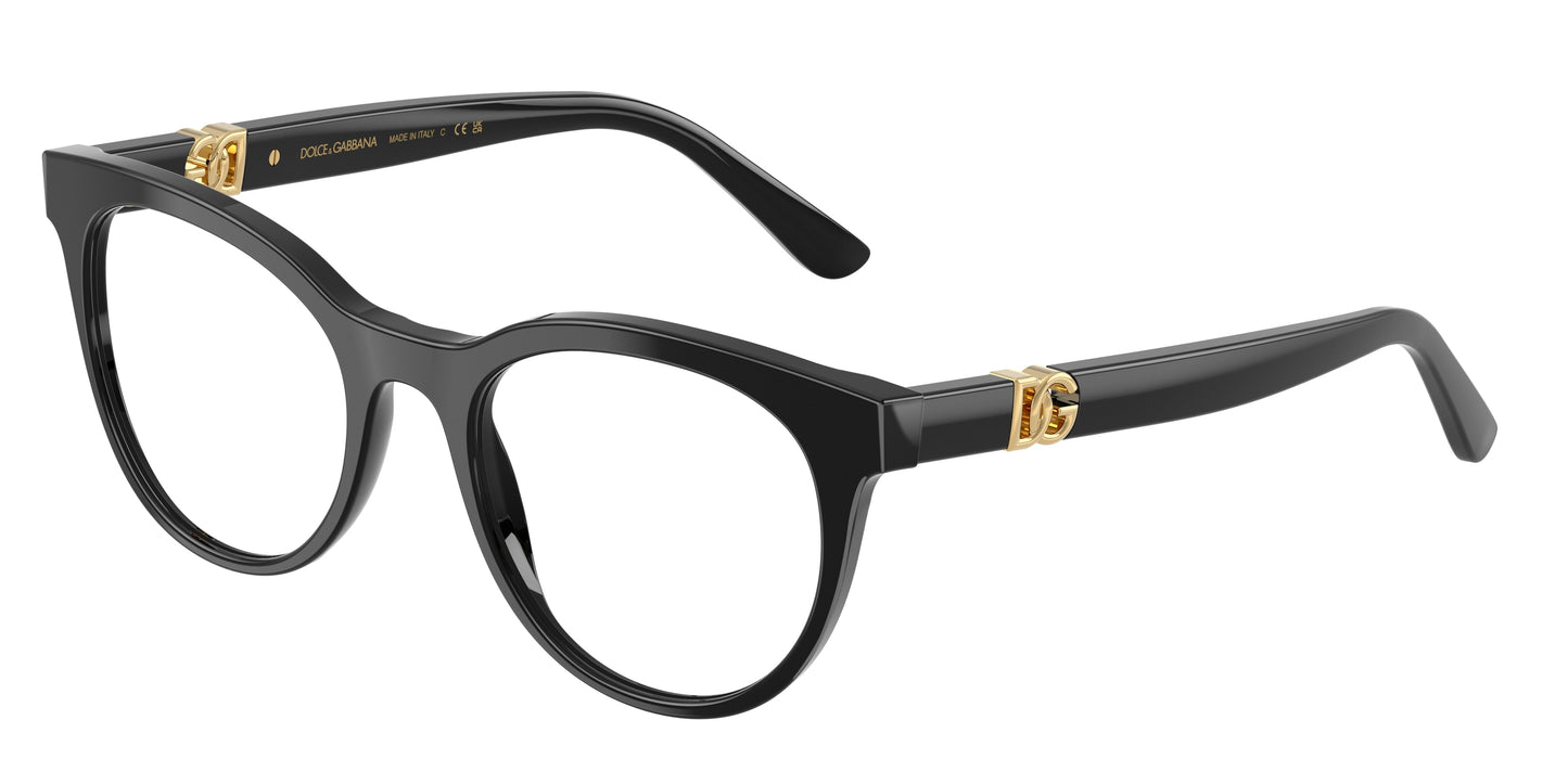DOLCE & GABBANA DG3399 Phantos Eyeglasses 501-Black 52-145-20 - Color Map Black