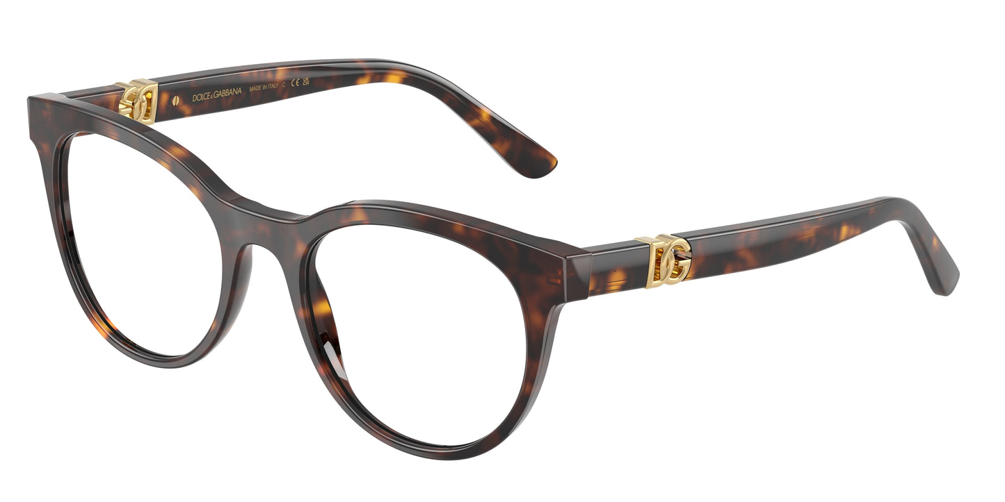 DOLCE & GABBANA DG3399 Phantos Eyeglasses 502-Havana 52-145-20 - Color Map Tortoise
