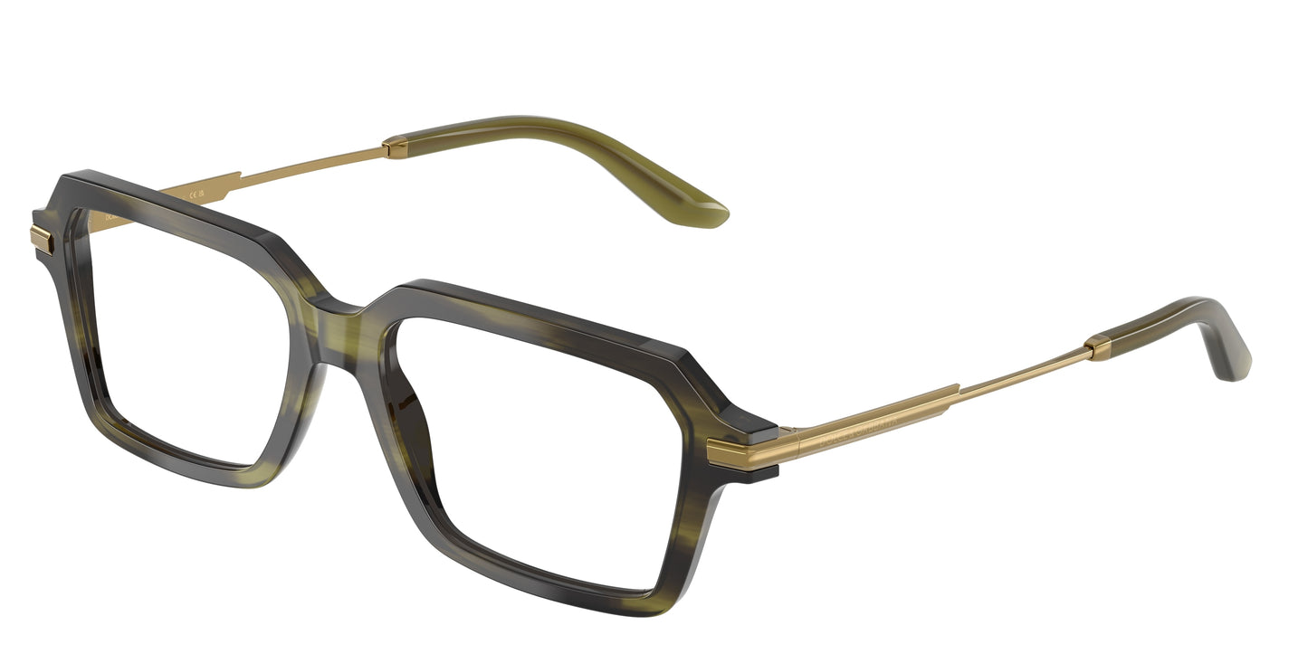 DOLCE & GABBANA DG3401 Rectangle Eyeglasses 3447-Striped Olive 54-145-17 - Color Map Green