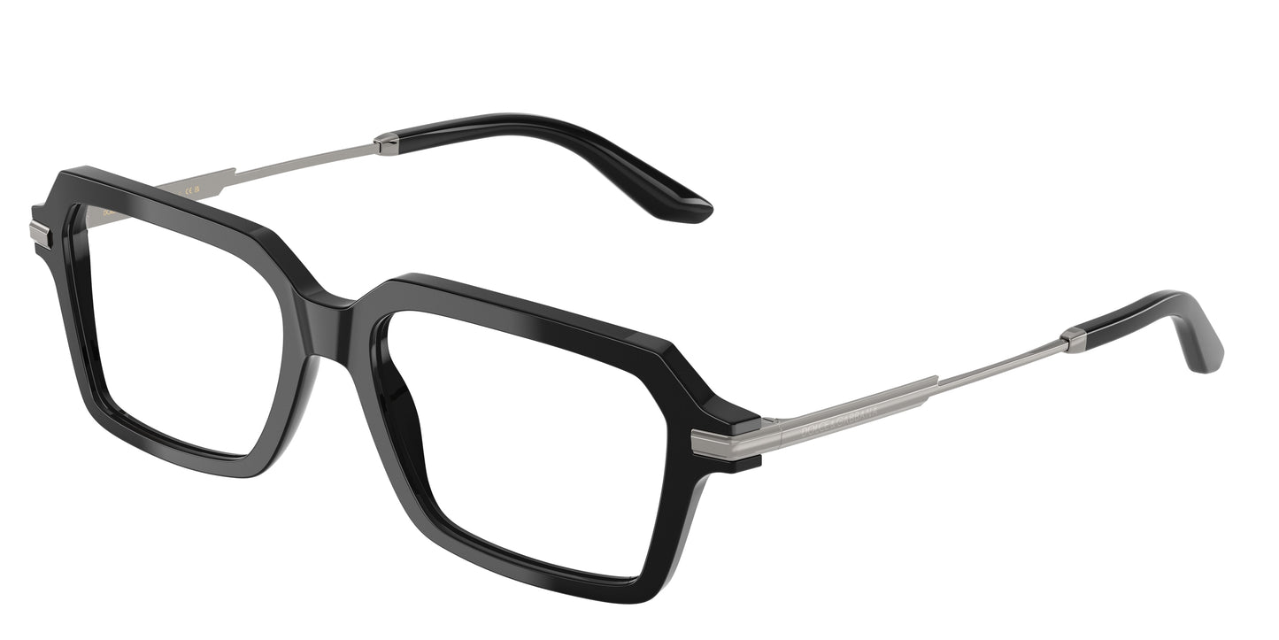 DOLCE & GABBANA DG3401 Rectangle Eyeglasses 501-Black 54-145-17 - Color Map Black