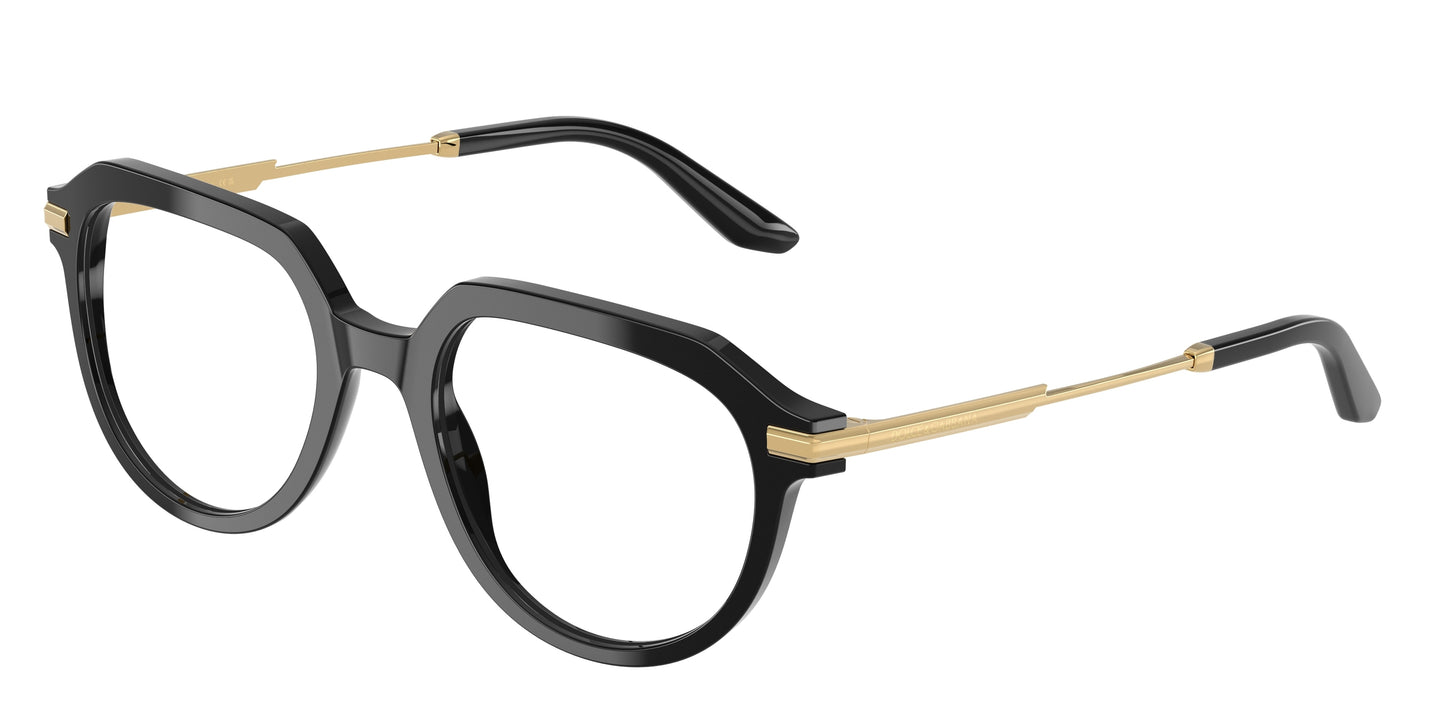 DOLCE & GABBANA DG3402 Phantos Eyeglasses 501-Black 52-145-20 - Color Map Black