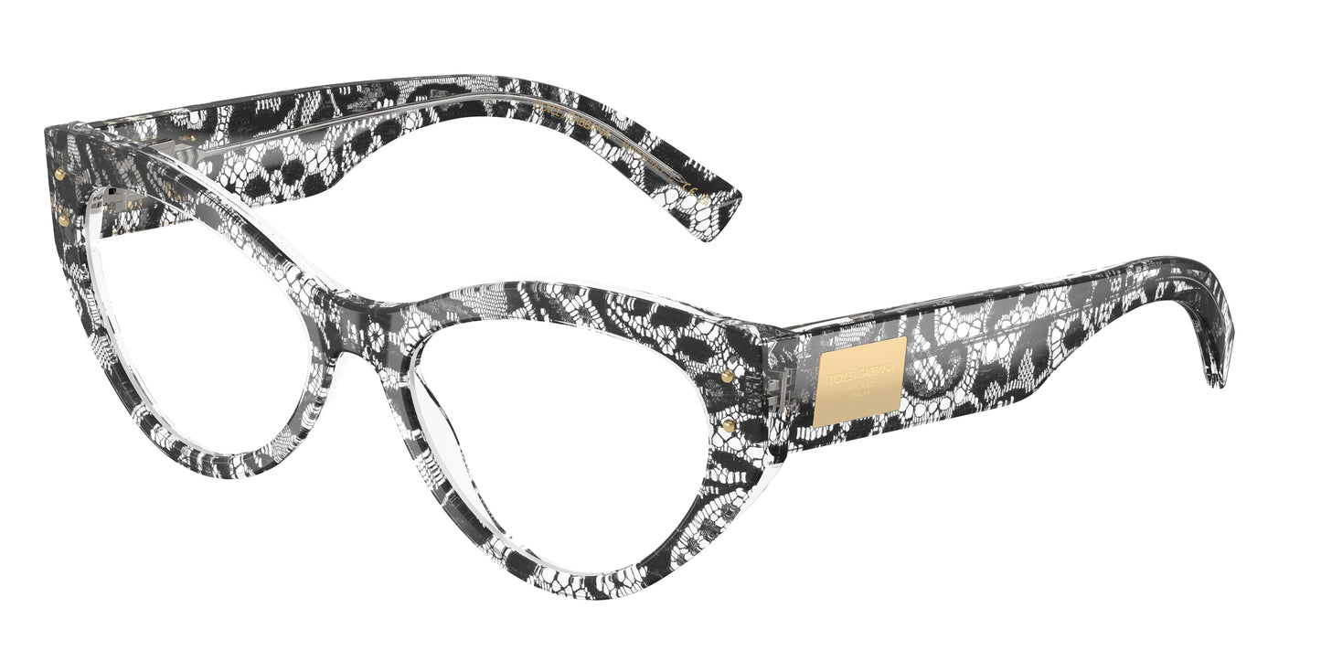 DOLCE & GABBANA DG3403 Cat Eye Eyeglasses 3287-Black Lace 54-140-18 - Color Map Black