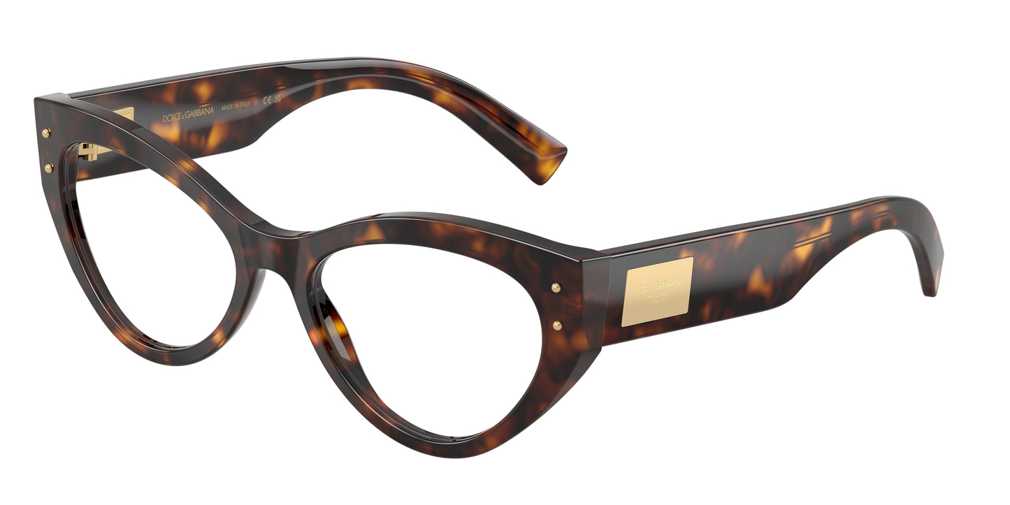 DOLCE & GABBANA DG3403 Cat Eye Eyeglasses 502-Havana 54-140-18 - Color Map Tortoise