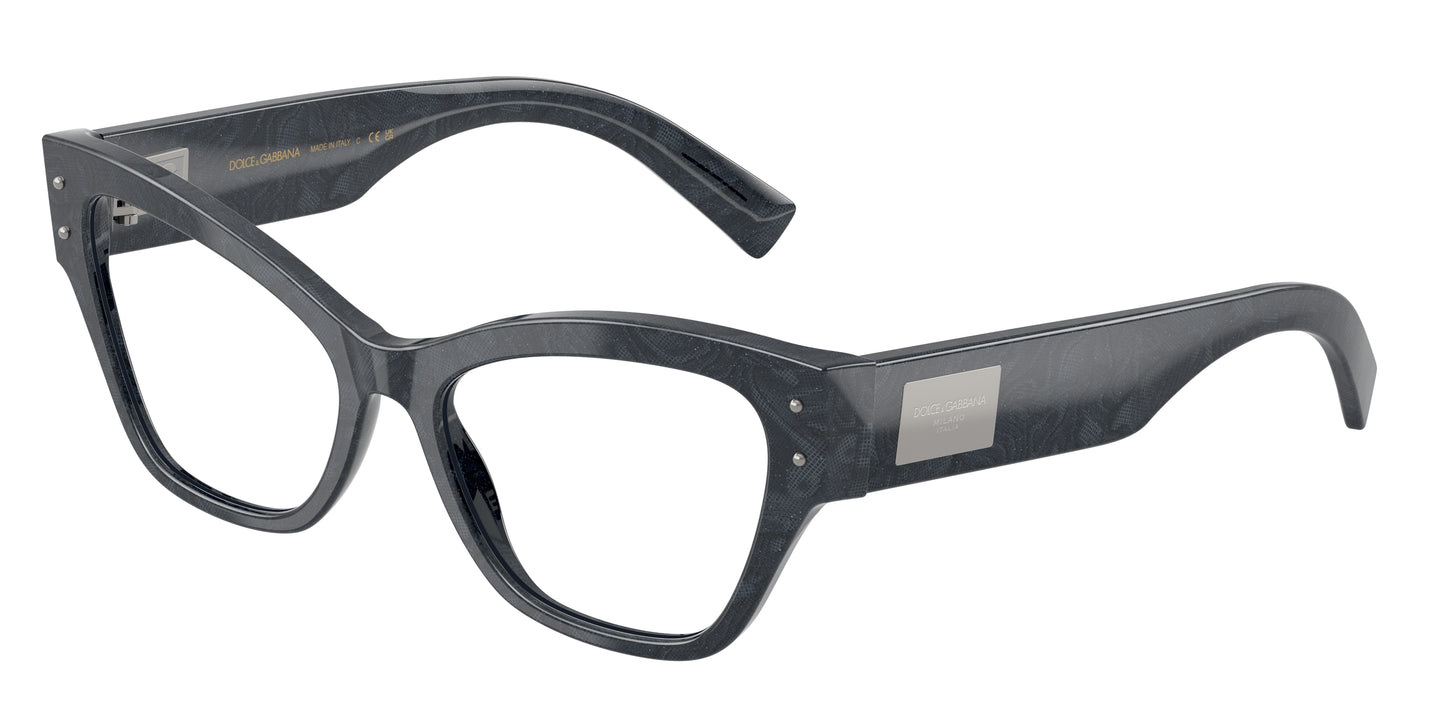 DOLCE & GABBANA DG3404F Butterfly Eyeglasses 3441-Grey Lace 54-140-17 - Color Map Multicolor